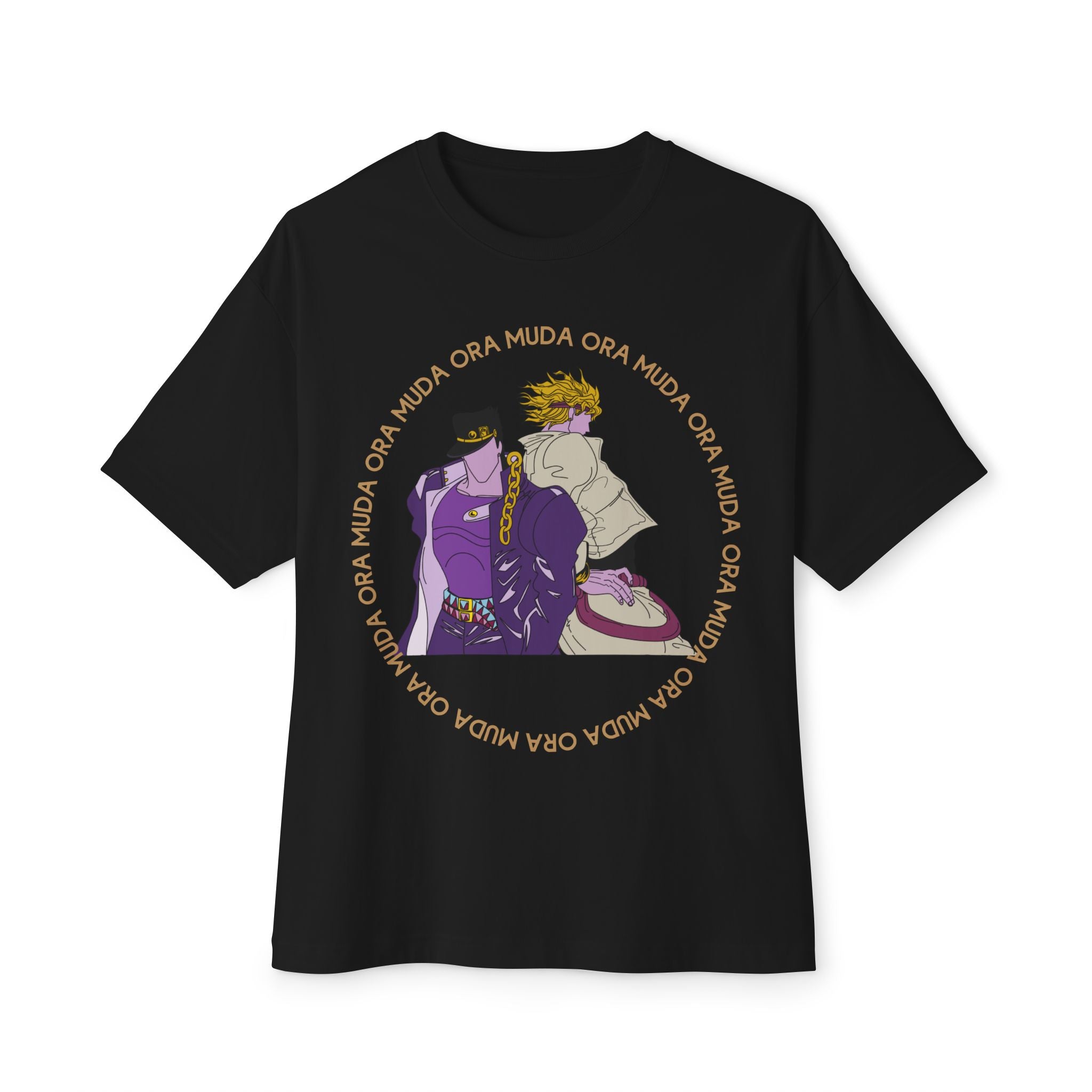 Jotaro Kujo and Dio Brando Duo Graphic Tee — 'Ora - Muda' JoJo-Inspired Oversized Shirt