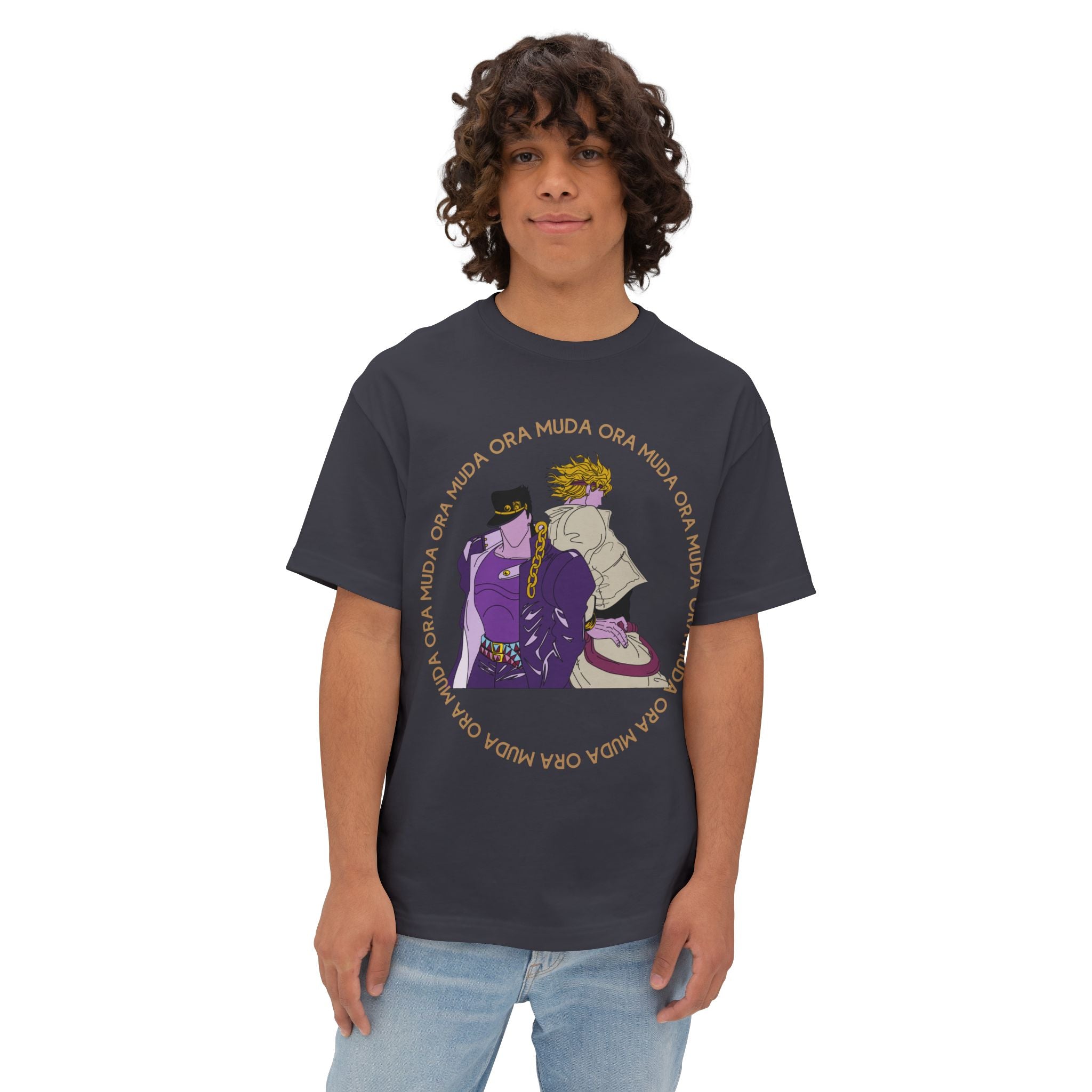 Jotaro Kujo and Dio Brando Duo Graphic Tee — 'Ora - Muda' JoJo-Inspired Oversized Shirt
