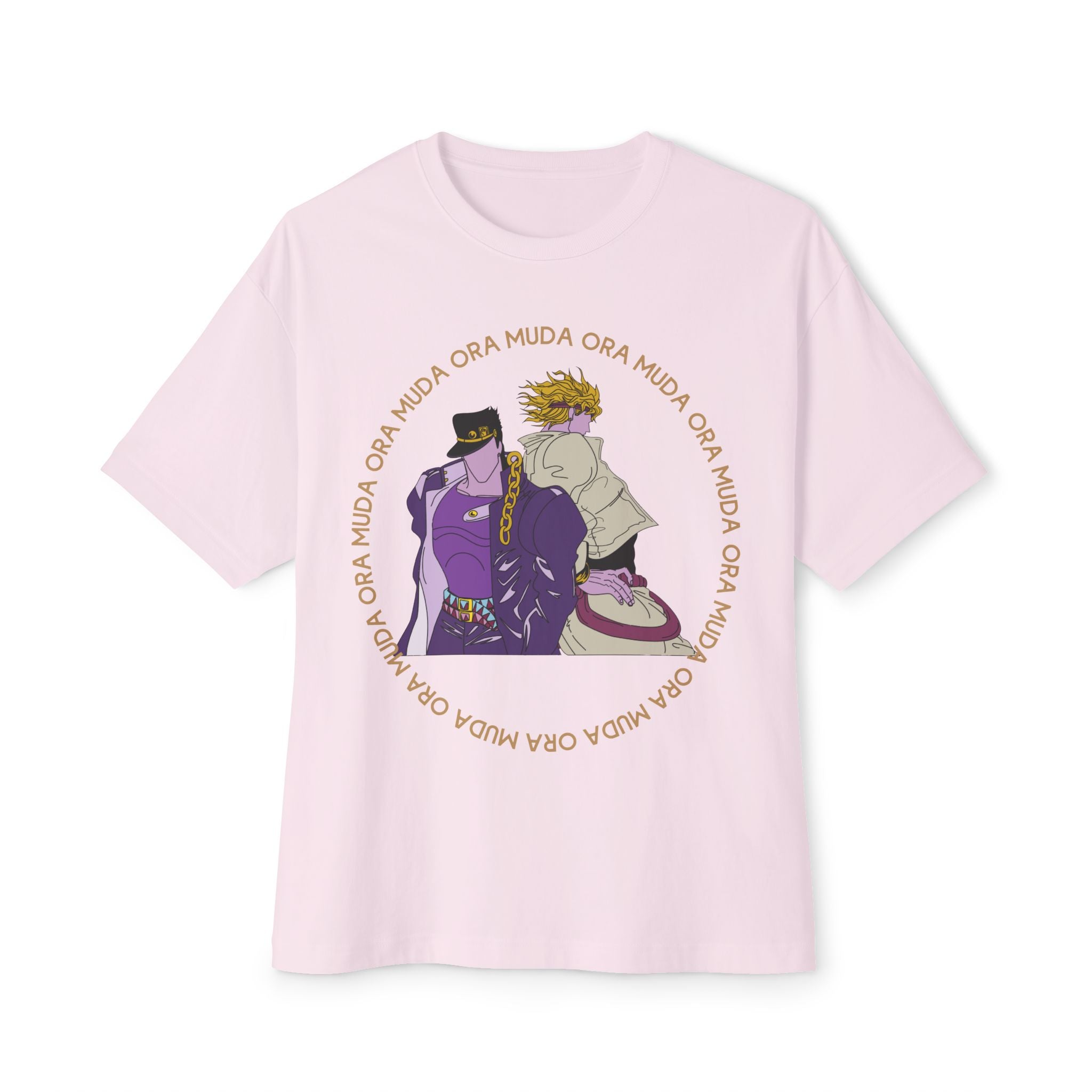 Jotaro Kujo and Dio Brando Duo Graphic Tee — 'Ora - Muda' JoJo-Inspired Oversized Shirt