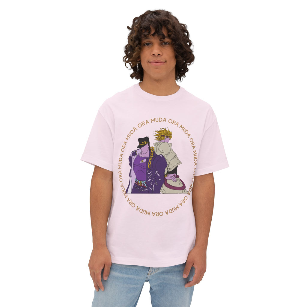 Jotaro Kujo and Dio Brando Duo Graphic Tee — 'Ora - Muda' JoJo-Inspired Oversized Shirt