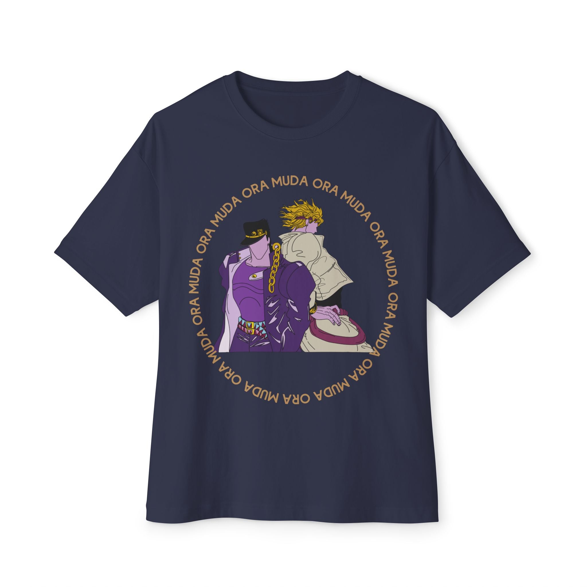 Jotaro Kujo and Dio Brando Duo Graphic Tee — 'Ora - Muda' JoJo-Inspired Oversized Shirt