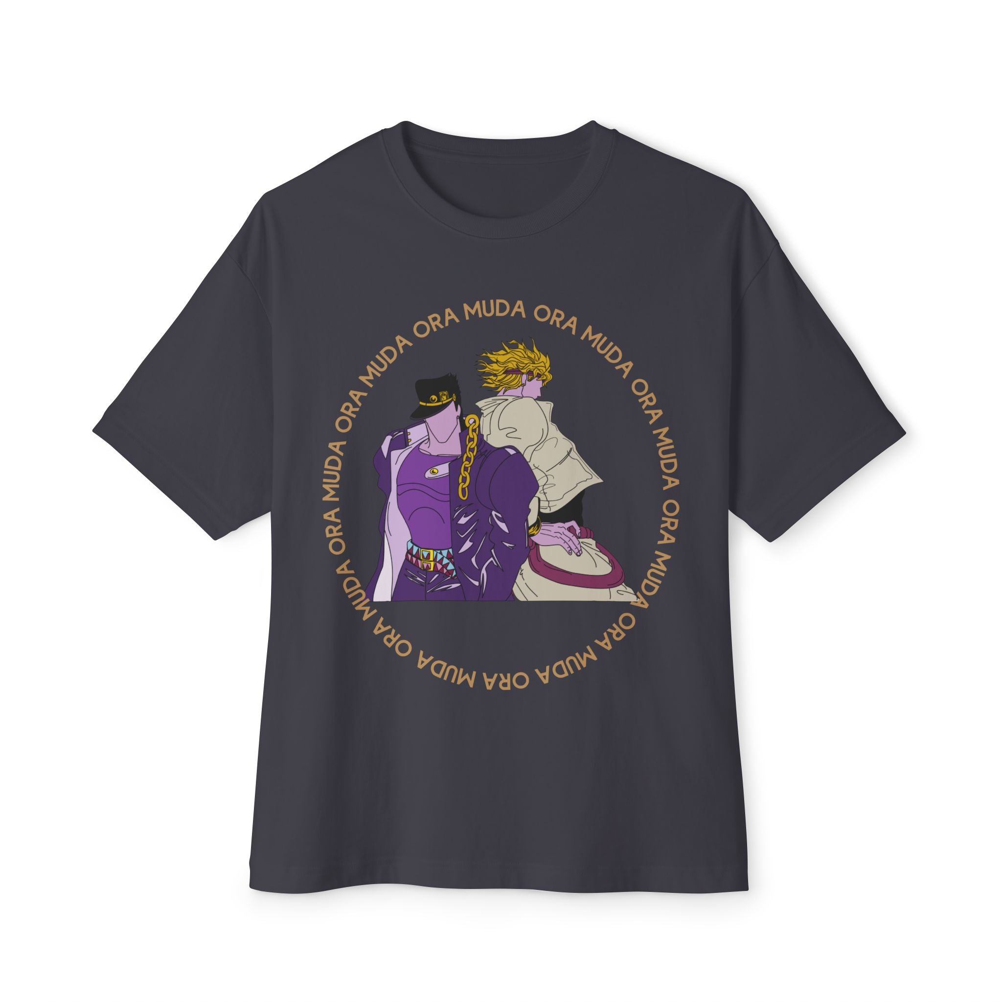 Jotaro Kujo and Dio Brando Duo Graphic Tee — 'Ora - Muda' JoJo-Inspired Oversized Shirt