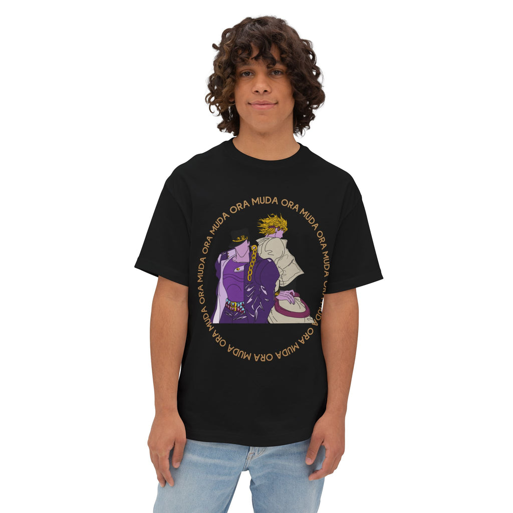 Jotaro Kujo and Dio Brando Duo Graphic Tee — 'Ora - Muda' JoJo-Inspired Oversized Shirt