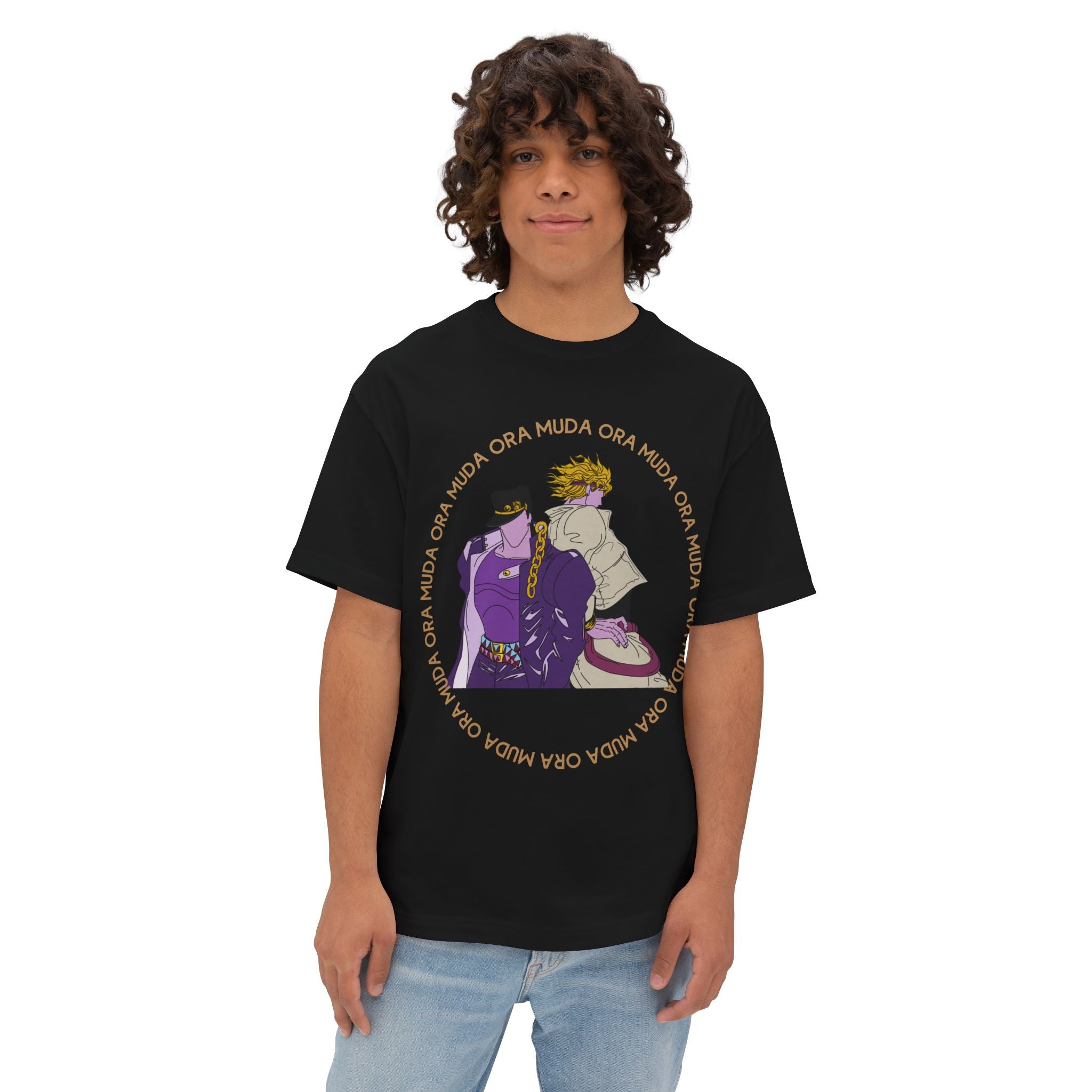 Jotaro Kujo and Dio Brando Duo Graphic Tee — 'Ora - Muda' JoJo-Inspired Oversized Shirt