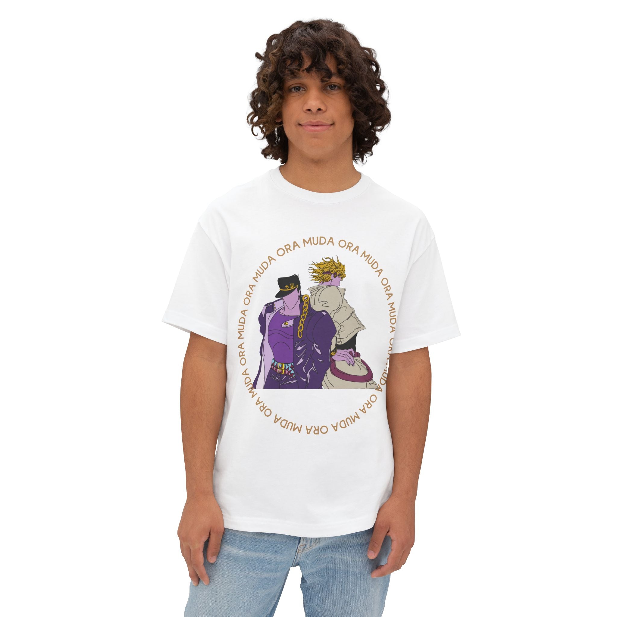 Jotaro Kujo and Dio Brando Duo Graphic Tee — 'Ora - Muda' JoJo-Inspired Oversized Shirt