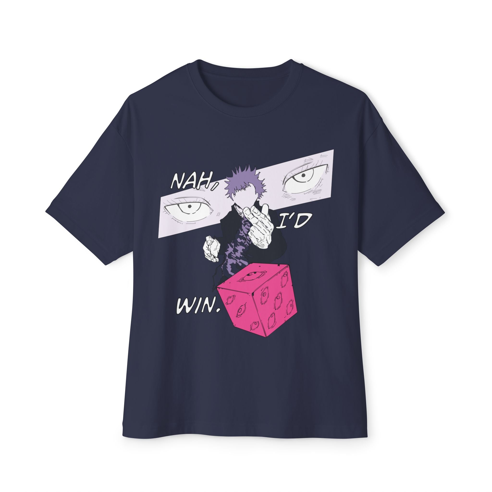 Jujutsu Kaisen Inspired Oversized Tee — Satoru Gojo's Hollow Purple "Nah, I'd Win" Graphic T-Shirt