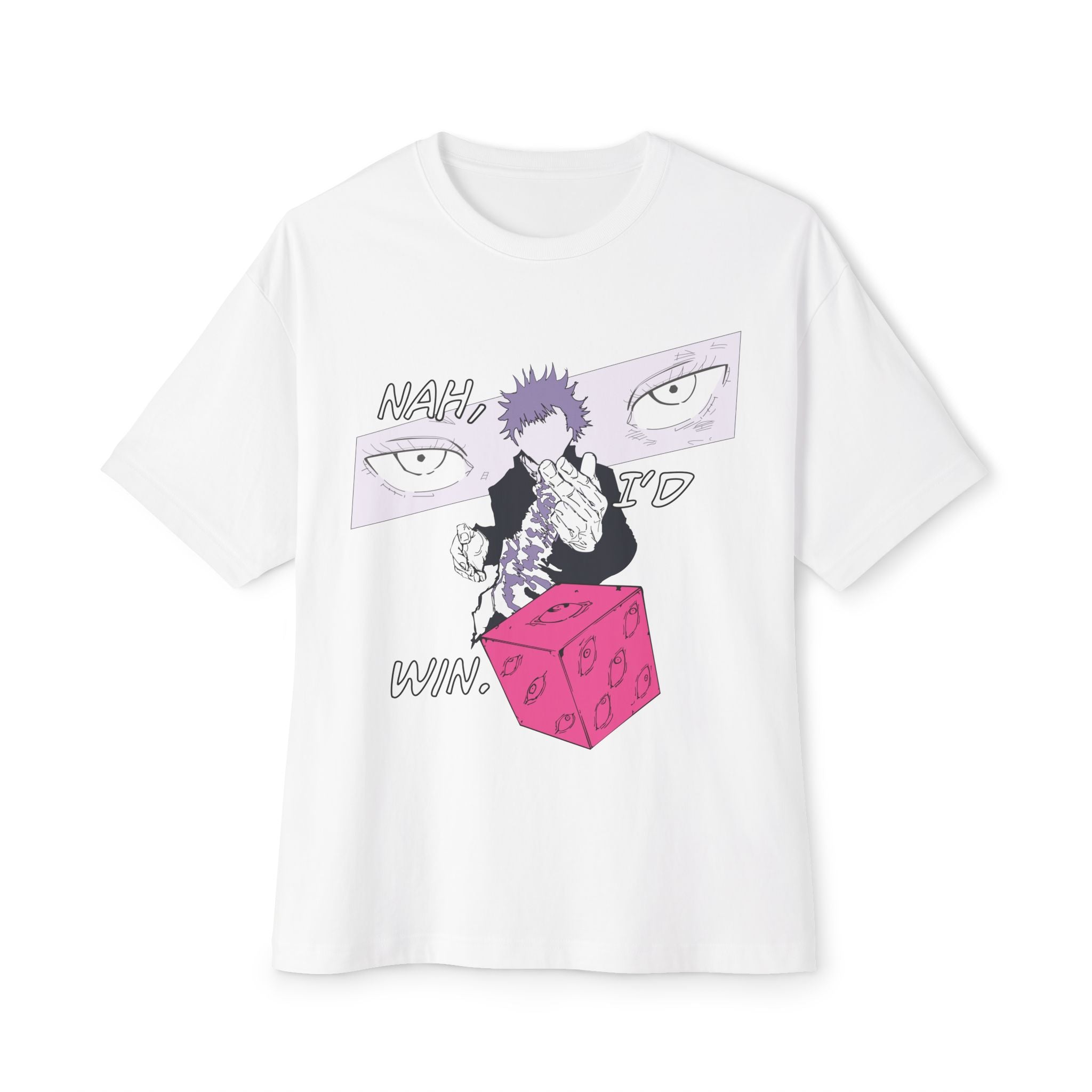 Jujutsu Kaisen Inspired Oversized Tee — Satoru Gojo's Hollow Purple "Nah, I'd Win" Graphic T-Shirt
