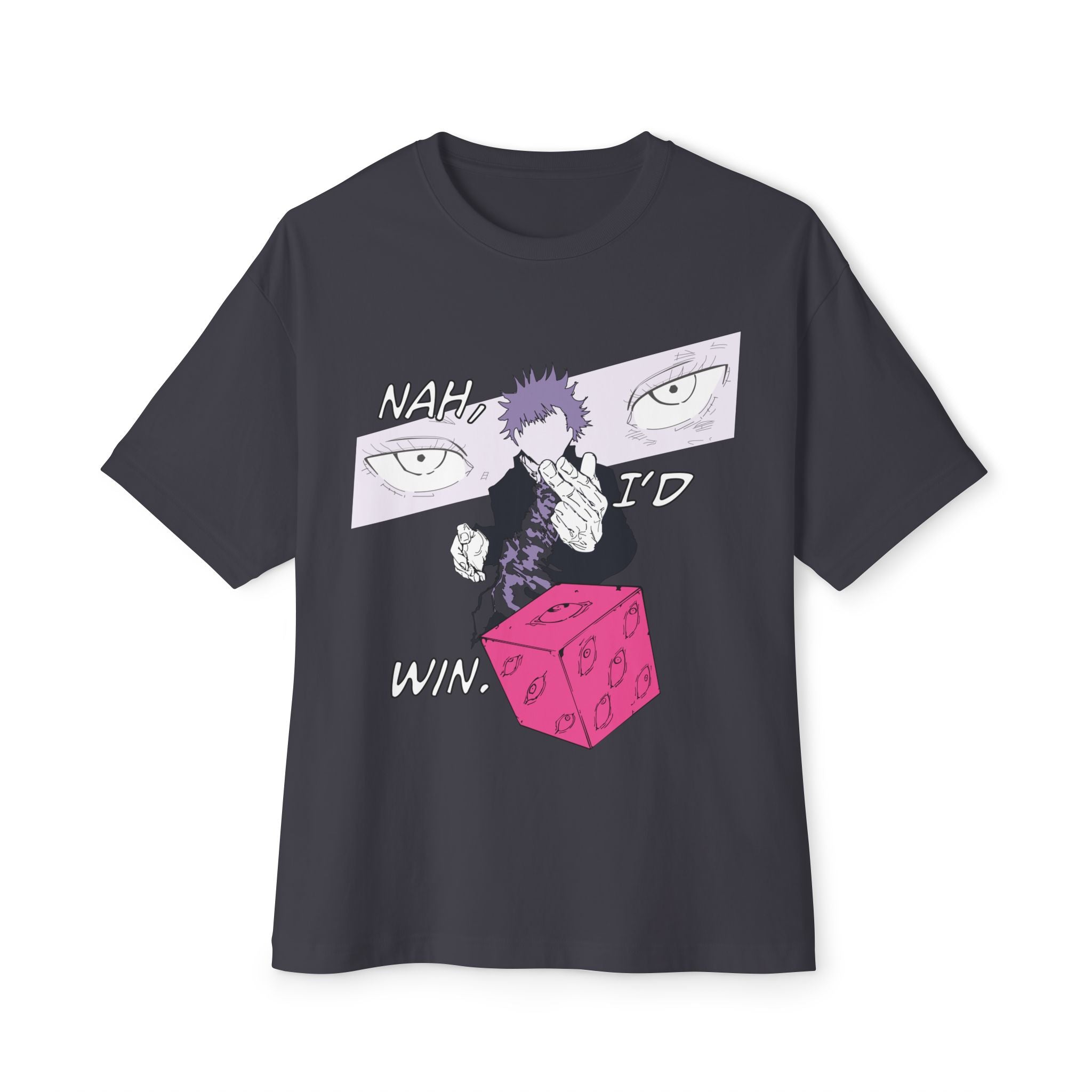 Jujutsu Kaisen Inspired Oversized Tee — Satoru Gojo's Hollow Purple "Nah, I'd Win" Graphic T-Shirt